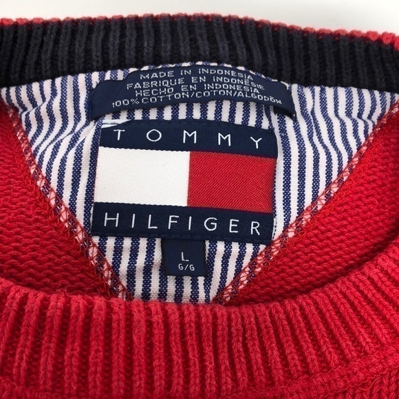 𝅺TOMMY Hilfiger Men's red pullover sweater size L - Picture 3 of 6